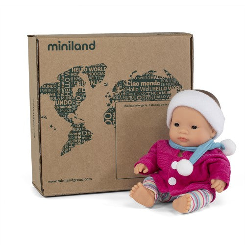 Miniland Doll - Anatomically Correct Baby, Asian Girl and Outfit Boxed, 21 cm (UNDRESSED)