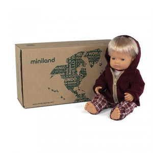 Miniland Doll - Anatomically Correct Baby, Caucasian Boy and Outfit Boxed, 38 cm (UNDRESSED)