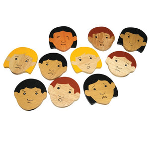 Multicultural Expression Wooden Faces Set