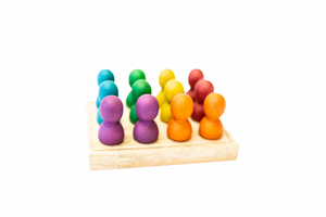 Wooden People In A Tray Rainbow Small