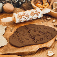 Load image into Gallery viewer, Engraved Wooden Rolling Pin Pinecones
