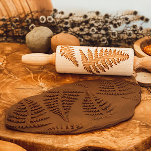 Engraved Wooden Rolling Pin Fern