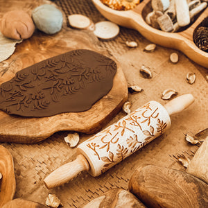 Engraved Wooden Rolling Pin Herbs