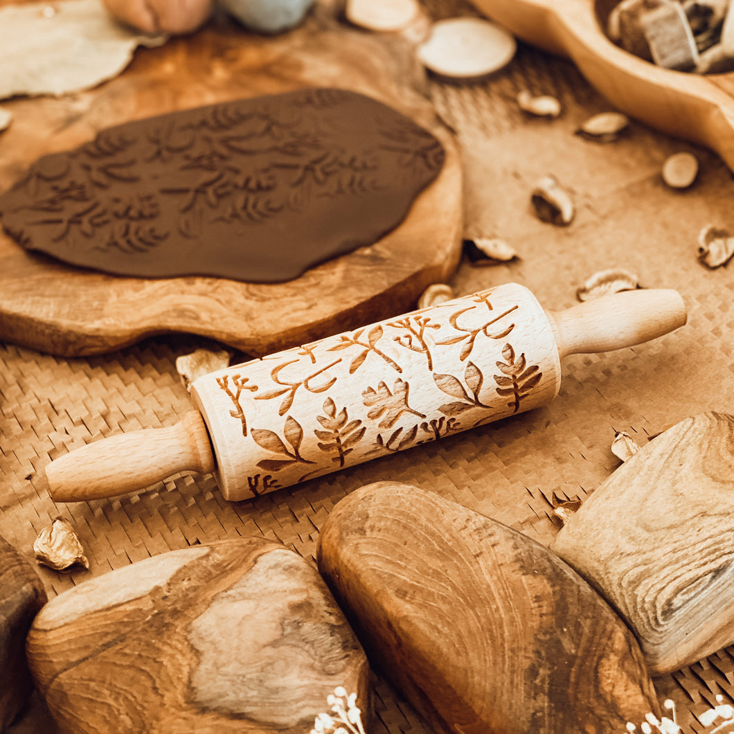 Engraved Wooden Rolling Pin Herbs